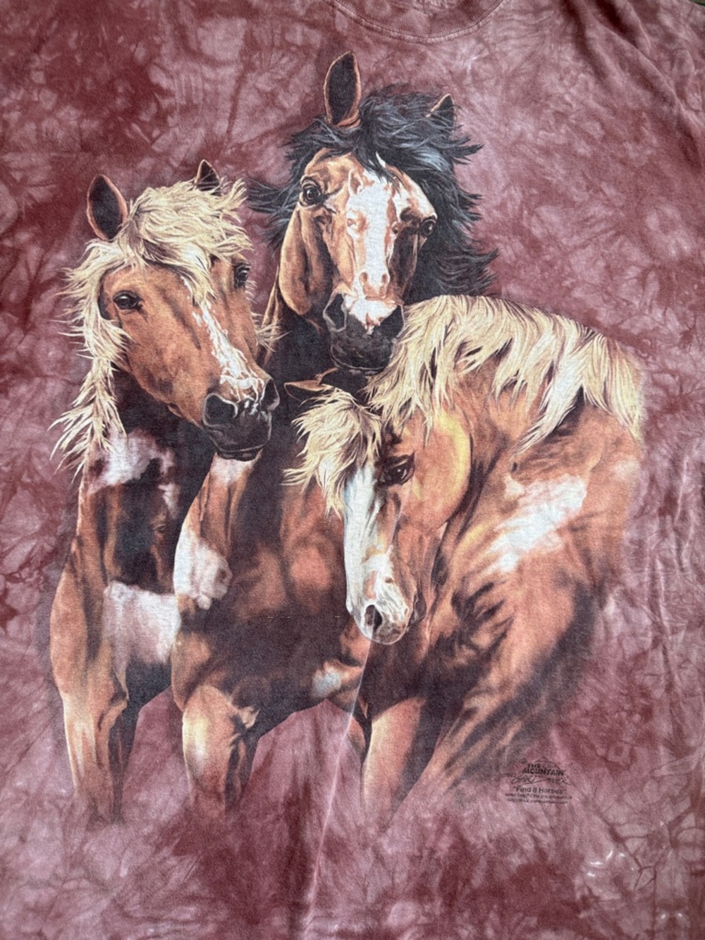 The Mountain Wild Horses Tie Dye T Shirt 2XL Red Graphic Tee - Picture 2 of 8
